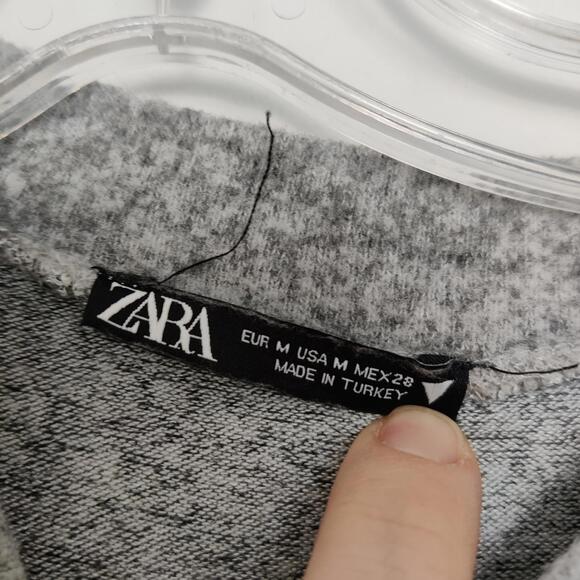 Zara Pearl Puff Sleeve Knit Top Gray Size Medium Feminine Business Casual - Picture 3 of 8